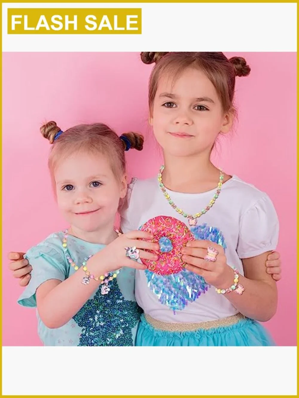 Kids Stretchy Jewelry Set - Unicorn Butterfly Necklace Bracelet Ring Gift